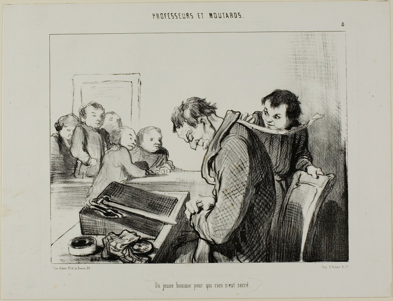 En ung man för vilken ingenting är heligt, plansch 8 från Professeurs Et Moutards av Honoré Victorin Daumier