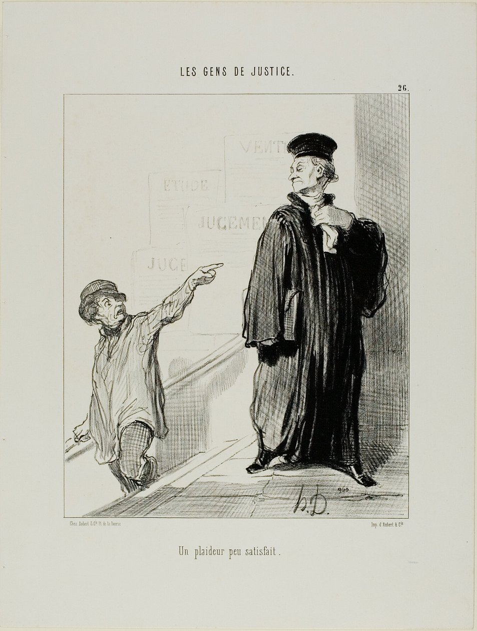 En ganska missnöjd processande part, plansch 26 från Les Gens De Justice av Honoré Victorin Daumier