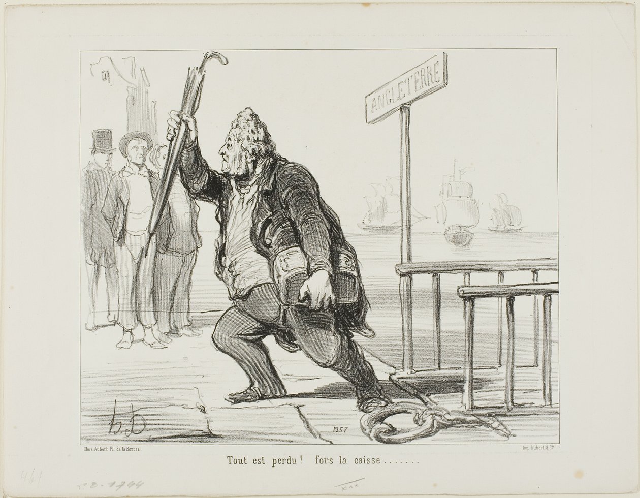 "Allt är förlorat - rädda kassan" av Honoré Victorin Daumier