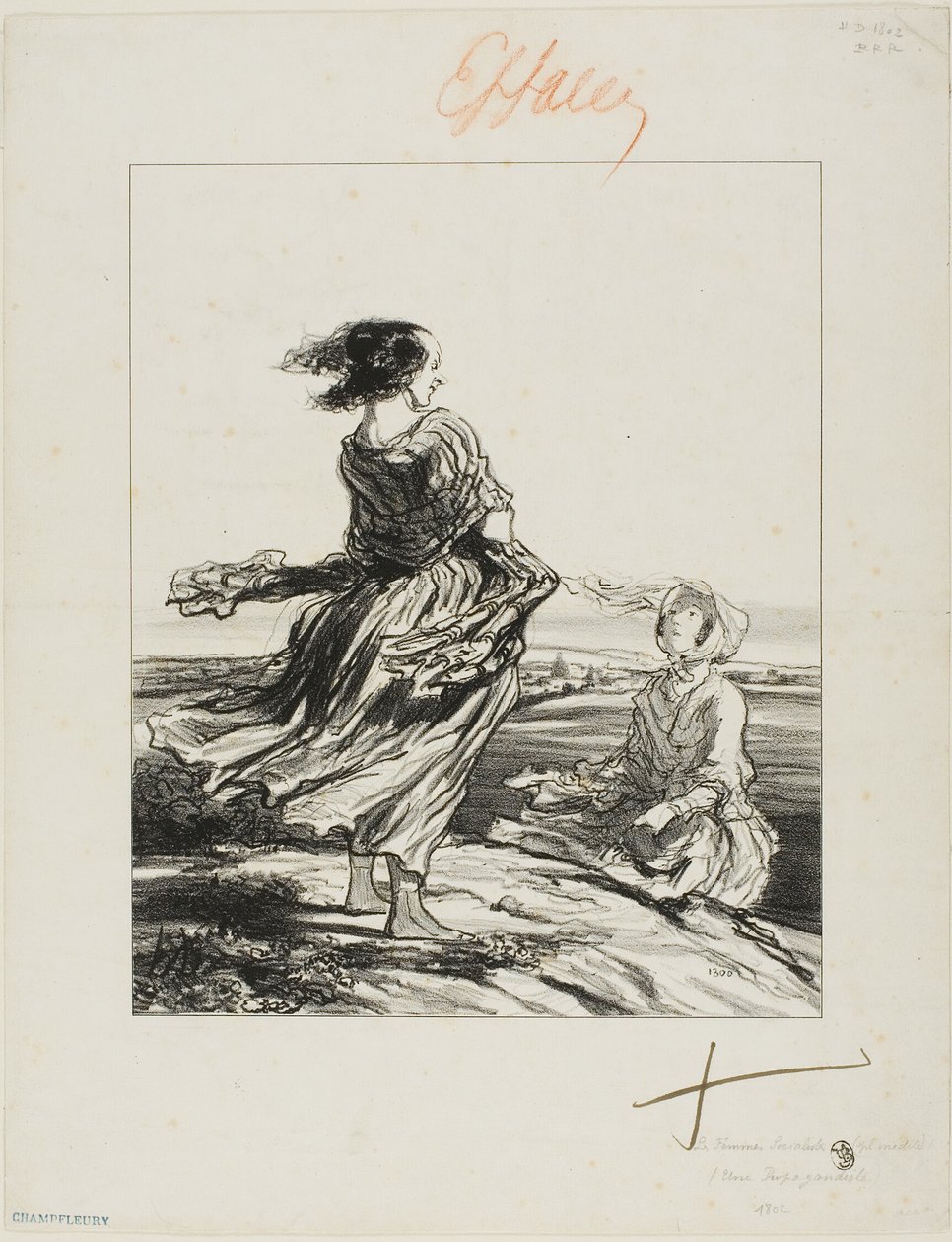 En aktivist, från Les Femmes Socialistes av Honoré Victorin Daumier