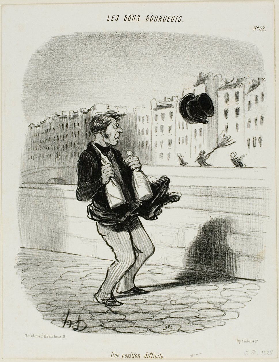 An Awkward Situation, plansch 52 från Les Bons Bourgeois av Honoré Victorin Daumier