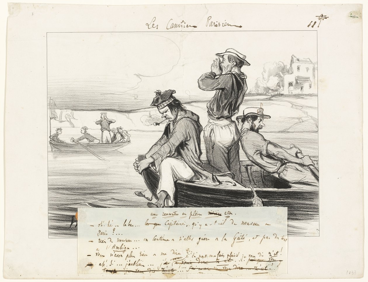 An Encounter in Open Water, plansch elva från Les Canotiers Parisiens av Honoré Victorin Daumier