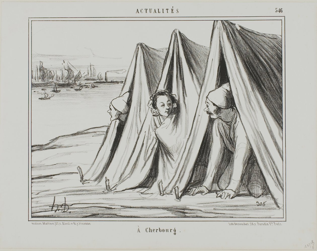 Vid Cherbourg, plåt 546 från Actualités av Honoré Victorin Daumier