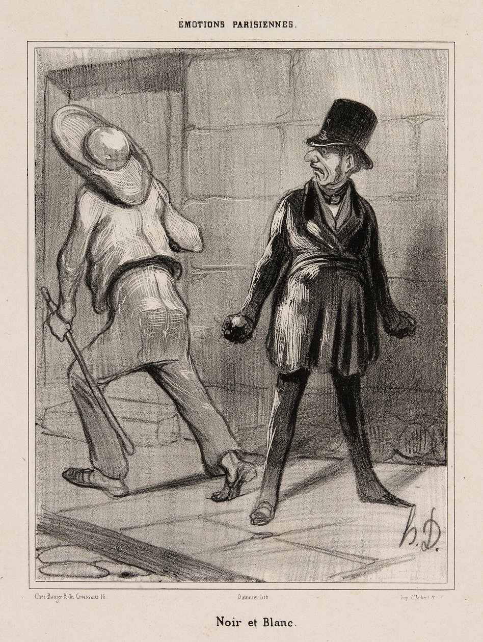 Svartvitt, plansch 23 från Émotions Parisiennes av Honoré Victorin Daumier