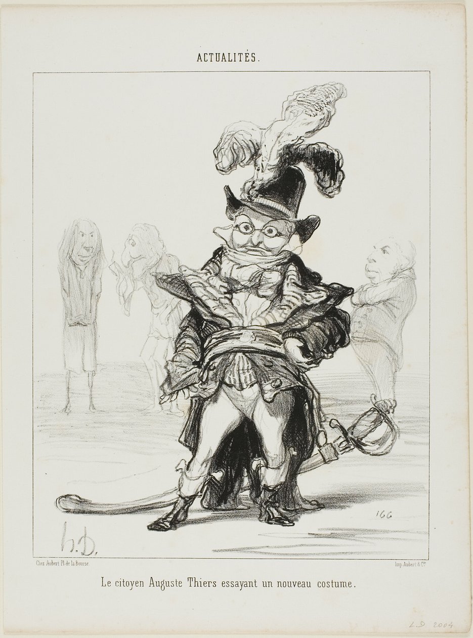 Medborgare Thiers provar en ny kostym, plansch 114 från Actualités av Honoré Victorin Daumier