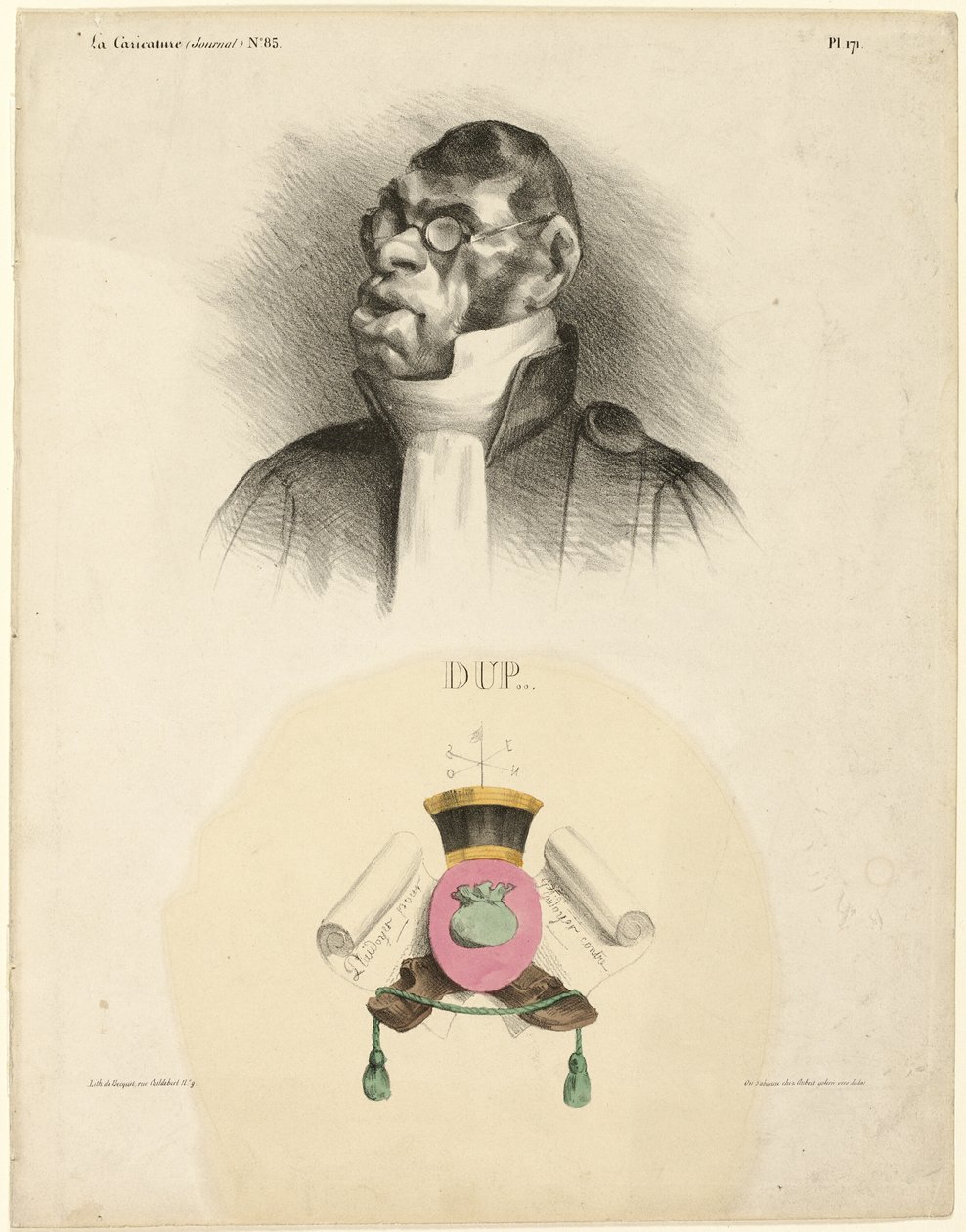 DUP..., plansch 171 från Cartooning Celebrities av Honoré Victorin Daumier