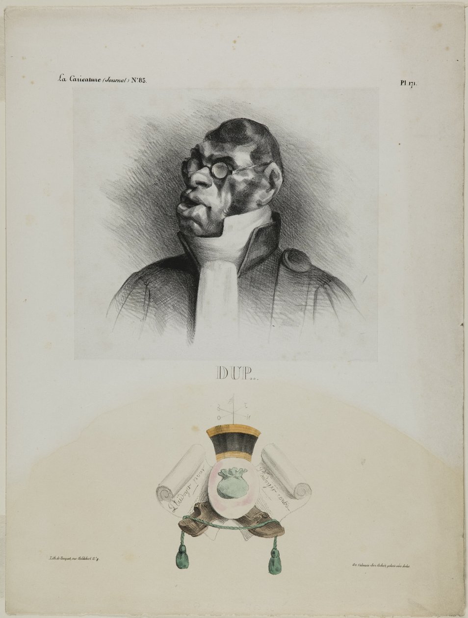 Dup..., plansch 171 från Cartooning Celebrities av Honoré Victorin Daumier