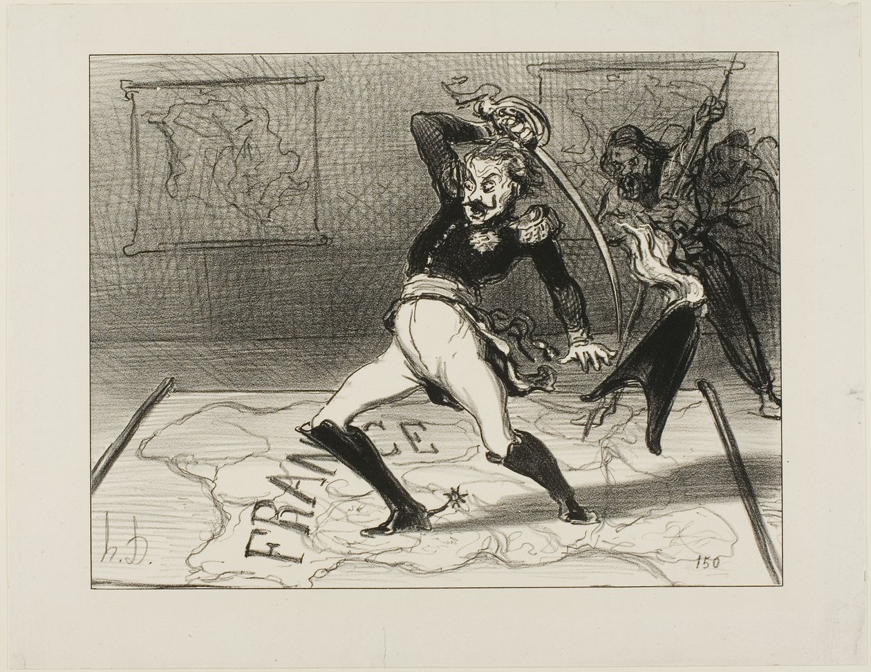 Kejsar Nicolas arbetar i sitt kabinett, plansch 94 från Actualités av Honoré Victorin Daumier