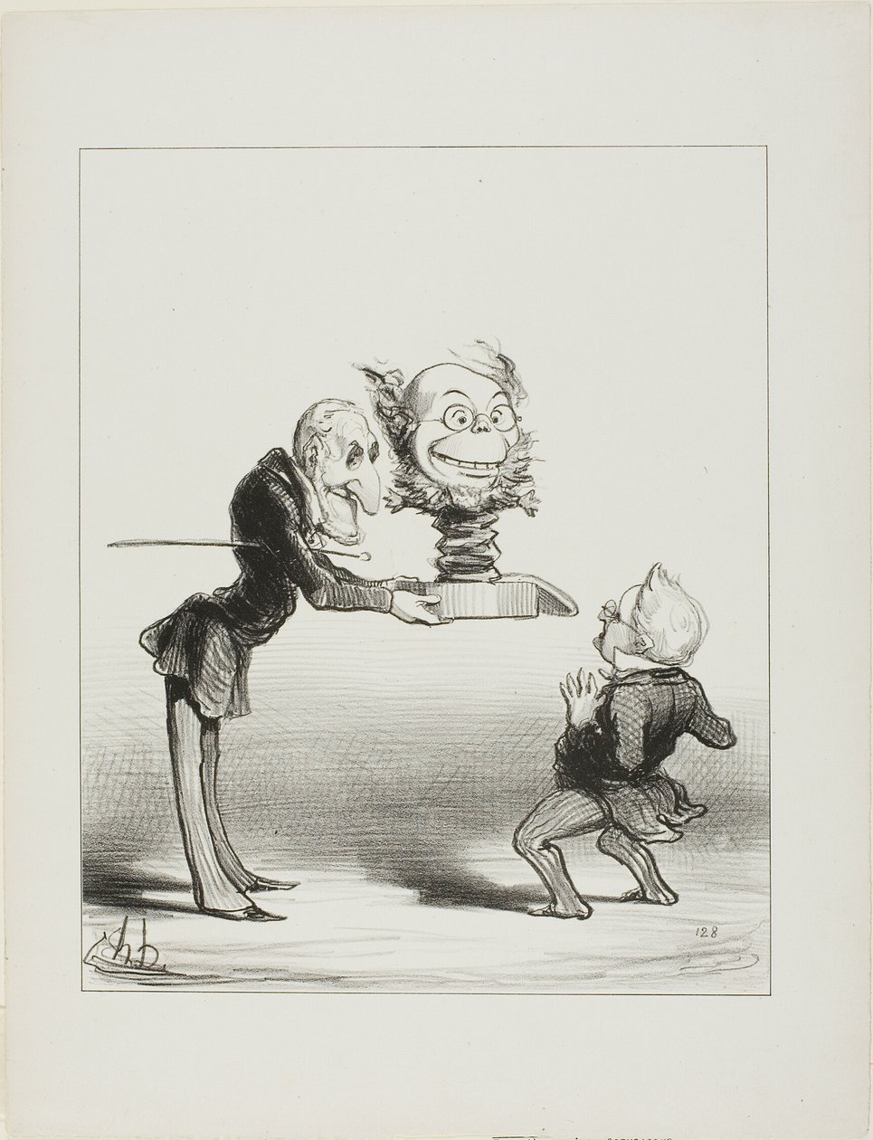 Fader Molé med nyårspresenter till lilla Thiers, plansch 62 från Actualités av Honoré Victorin Daumier