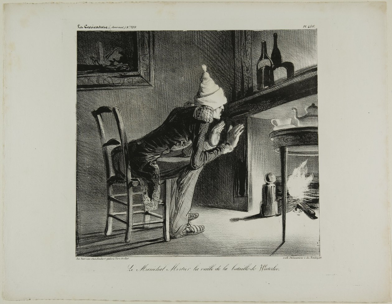 General Mortier, kvällen före slaget vid Waterloo, plansch 456 av Honoré Victorin Daumier