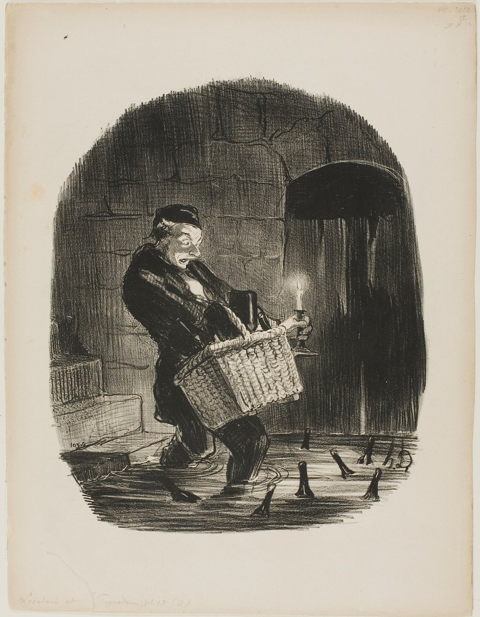 Det är obekvämt att hyra en lägenhet nära floden, plansch 13 från Locataires et Propriétaires av Honoré Victorin Daumier