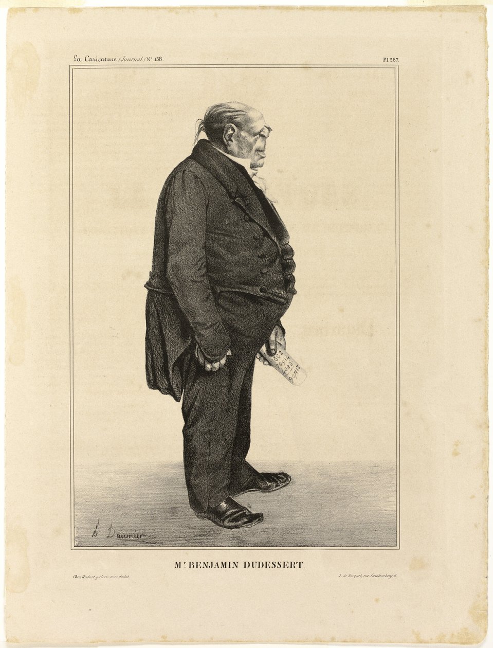 Benjamin Dudessert, plansch 287 från Célébrités de la Caricature av Honoré Victorin Daumier