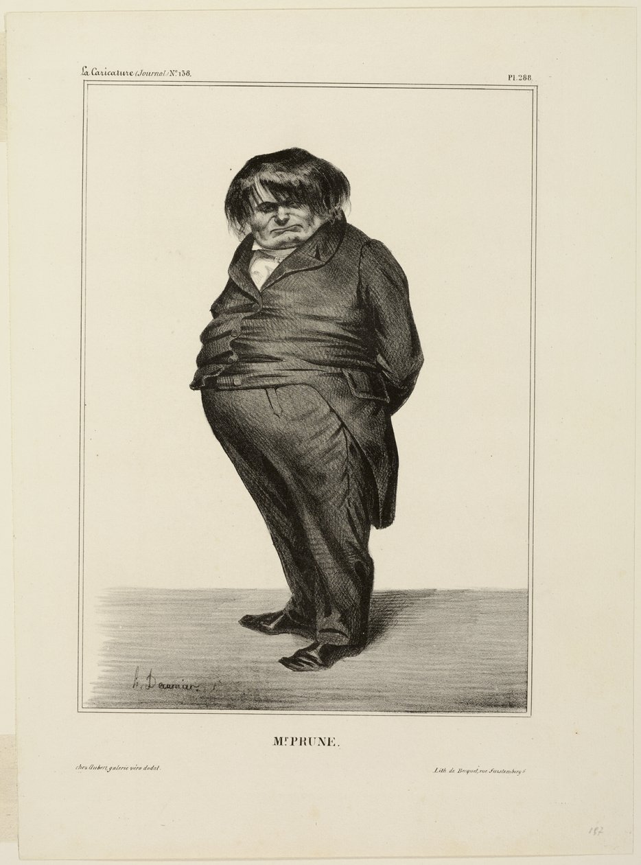 Mr Prune, plansch 288 från Célébrités de la Caricature av Honoré Victorin Daumier