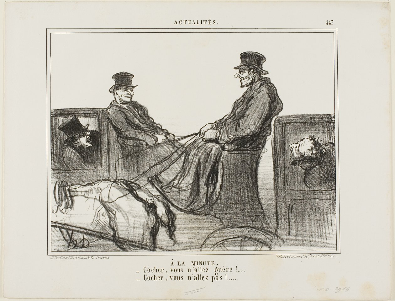 Betalas per minut. "- Förare, du rör dig knappt! - Förare, du rör dig inte alls!", platta 447 från Actualités av Honoré Victorin Daumier