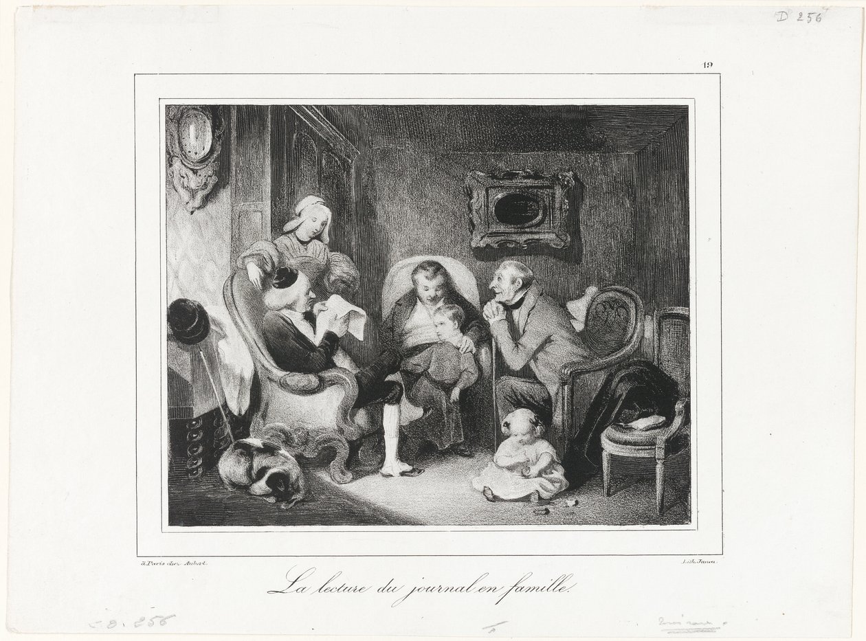 Tidningsläsning i familjekretsen av Honoré Victorin Daumier
