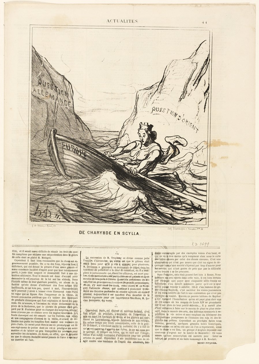 Scylla och Charybds, plansch 44 från Actualités av Honoré Victorin Daumier