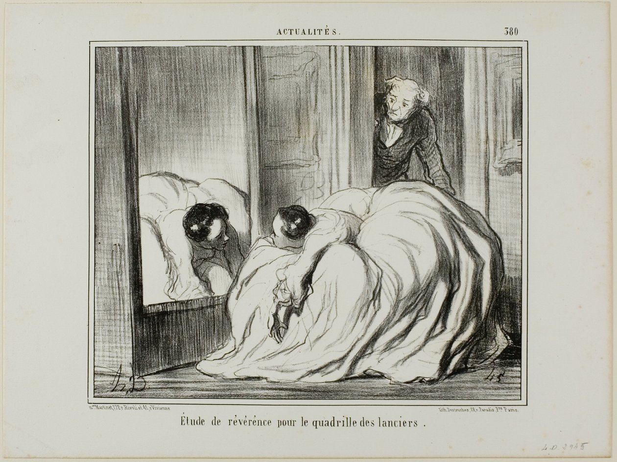 Studie av vördnad för lansiärernas kvadrilj, plansch 380 från Actualités av Honoré Victorin Daumier