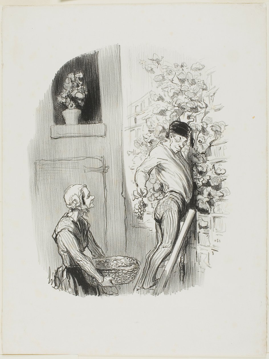 Druvsamlaren, från Les Bons Bourgeois av Honoré Victorin Daumier
