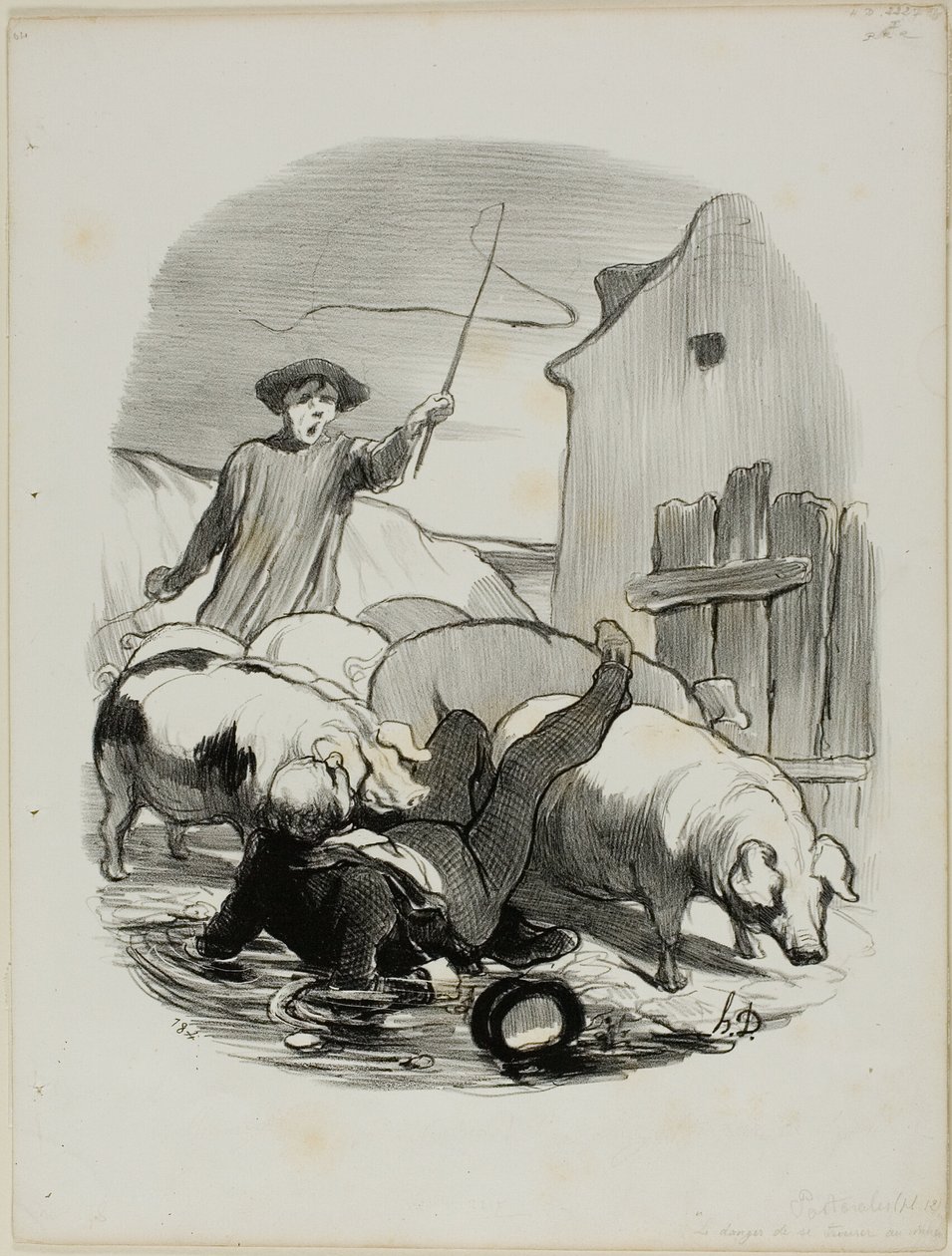 Faran med att bli fångad i en steeple chase, plansch 12 från Pastorales av Honoré Victorin Daumier