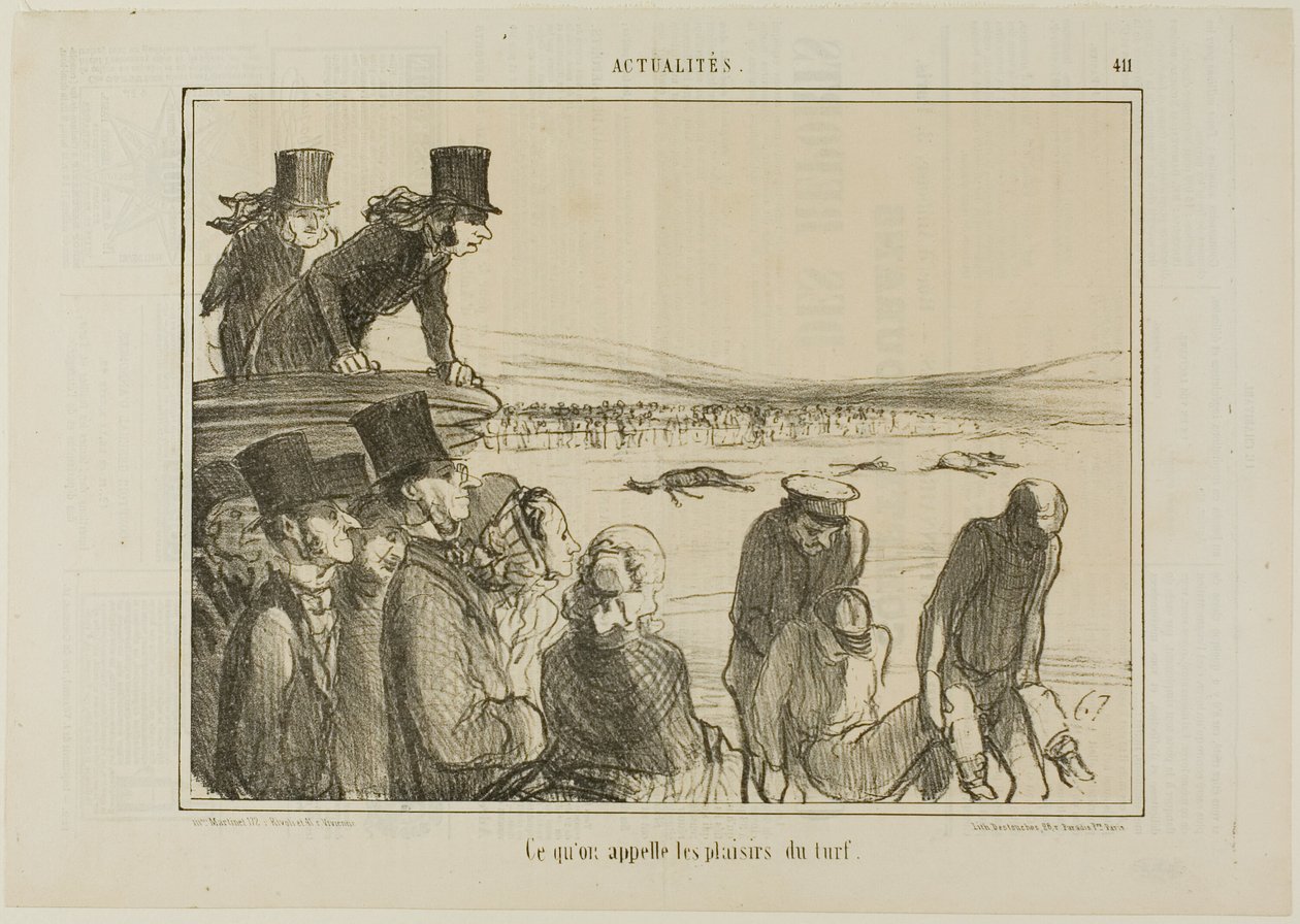 Det här är glädjen med hästkapplöpning, platta 411 från Actualités av Honoré Victorin Daumier