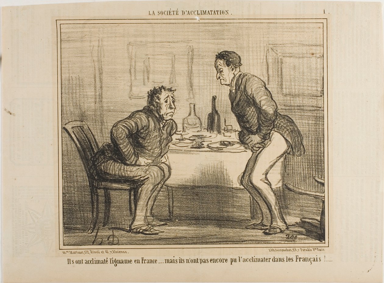 De lyckades acklimatisera den indiska potatisen till det franska klimatet, men det är fortfarande ett problem att acklimatisera fransmännen till den indiska potatisen!, plansch 1 från La Société D