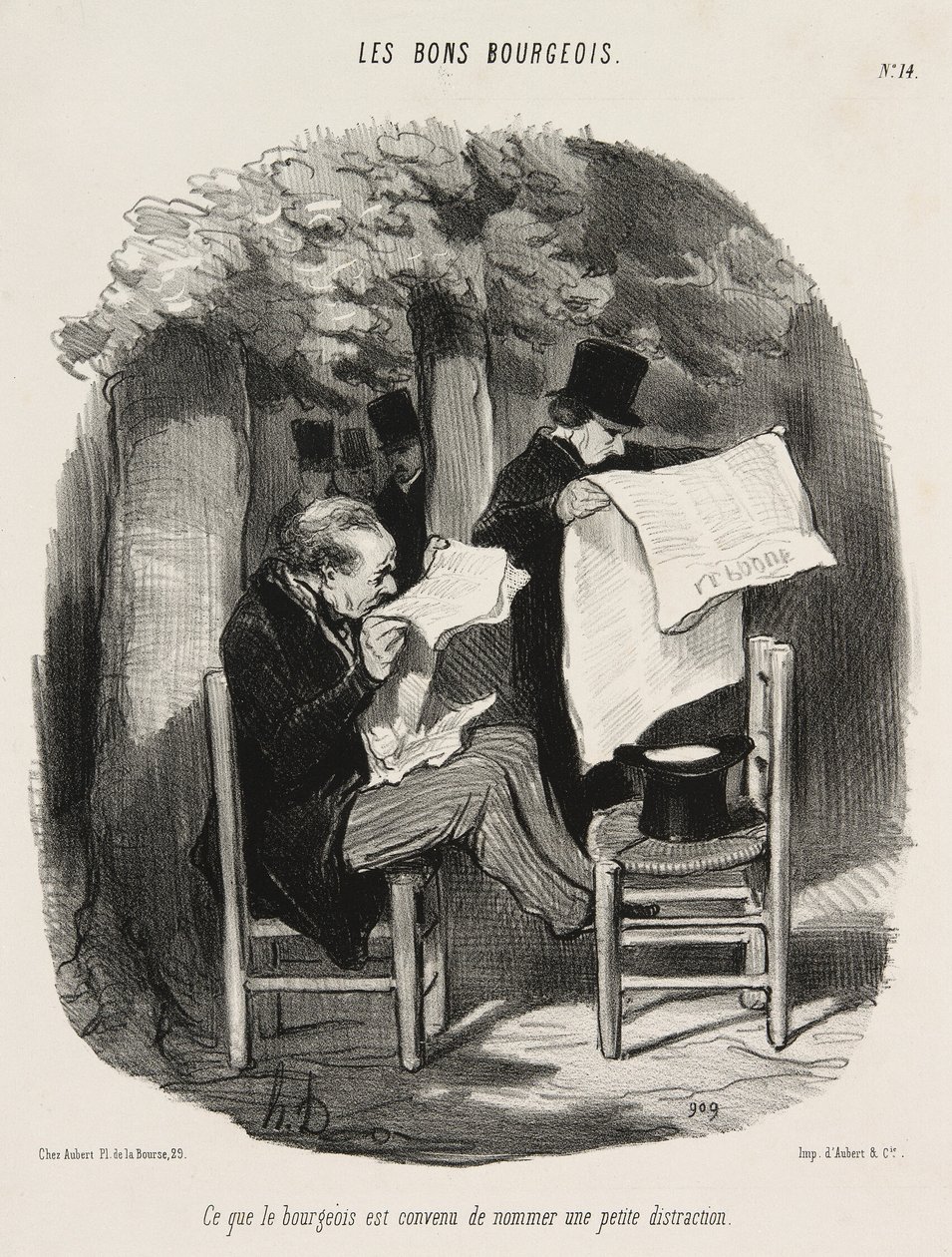 Det här är vad en borgare anser vara en liten distraktion, plansch 14 från Les Bons Bourgeois av Honoré Victorin Daumier