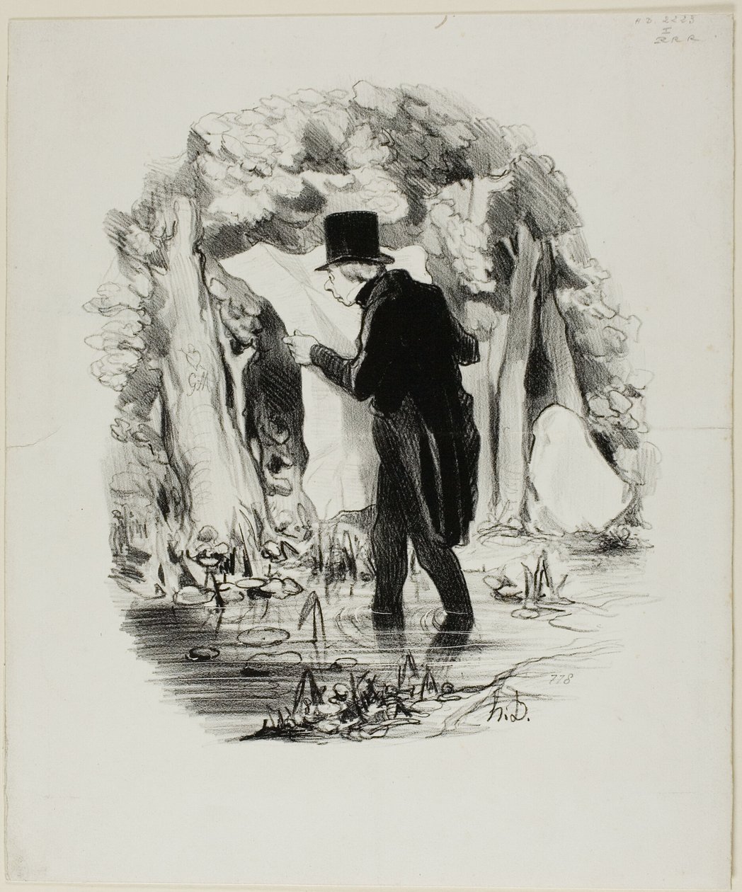Det här är vart föreläsningen av Constitutionnel kan ta dig, plansch 8 från Pastorales av Honoré Victorin Daumier