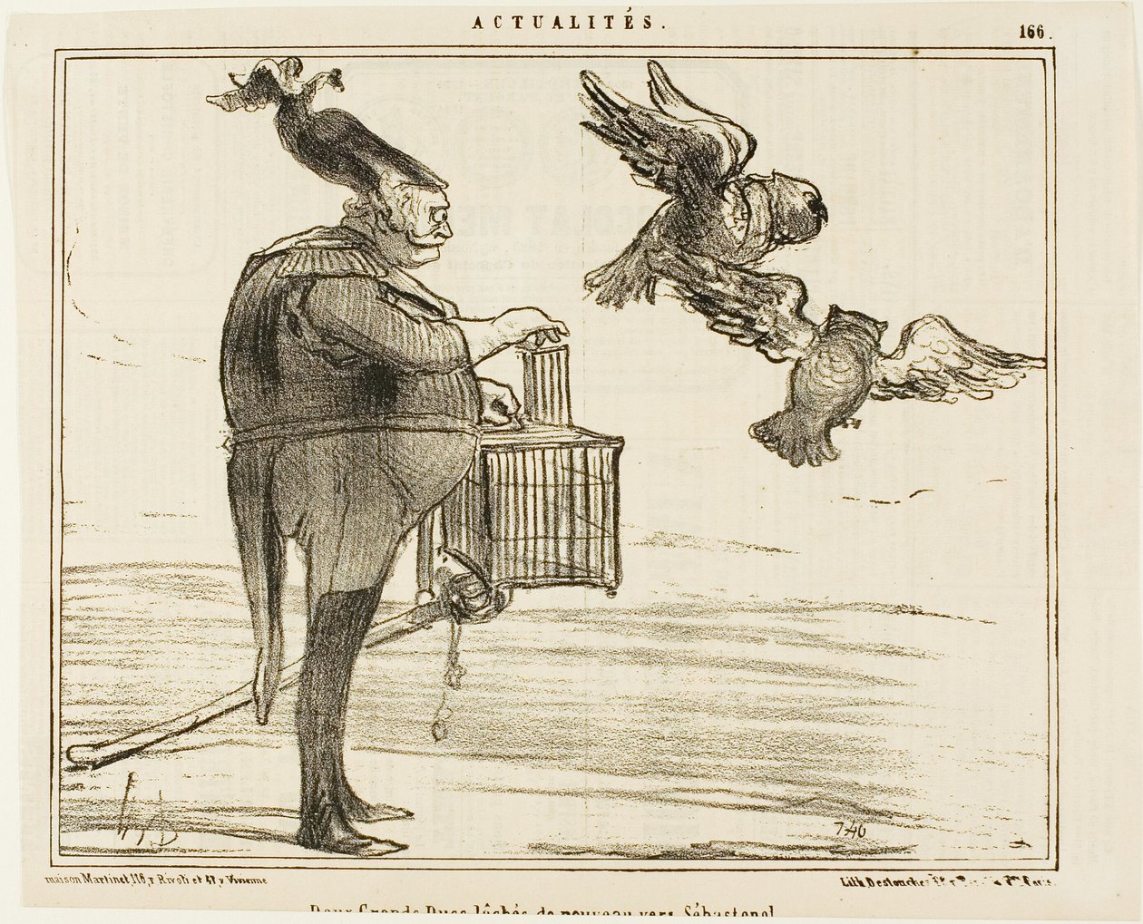 Två storhertigar på väg till Sebastopol, plansch 166 från Actualités av Honoré Victorin Daumier