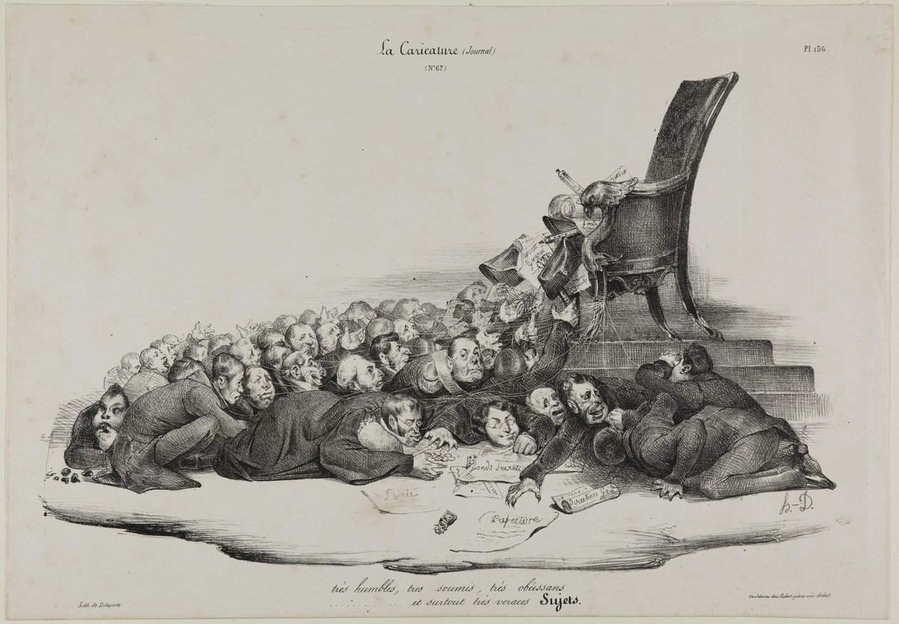 Mycket ödmjuka, mycket lydiga, mycket undergivna och framför allt mycket glupska subjekt, platta 136 av Honoré Victorin Daumier