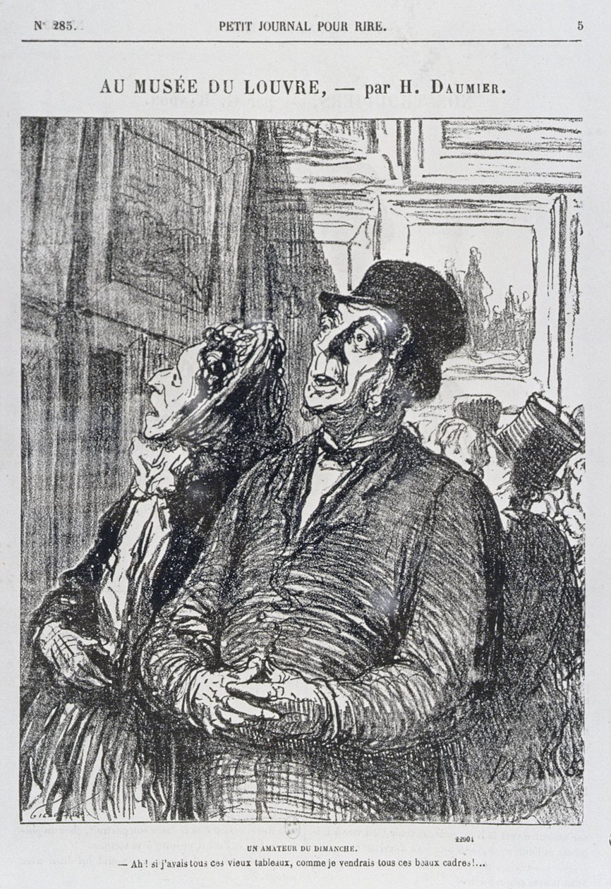 På Louvren, en söndagsamatör, från "Petit Journal pour Rire", 1865 av Honoré Daumier