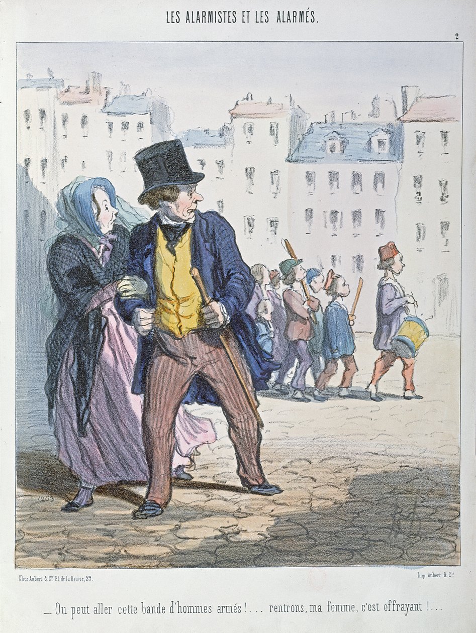 Alarmisterna och de alarmerade, 1848 av Honoré Daumier