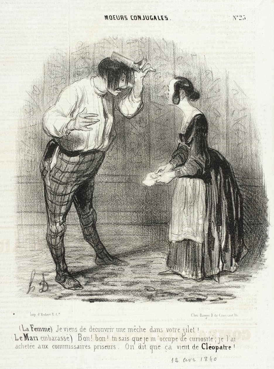 (Kvinnan) Jag har just upptäckt en hårlock i er väst!... av Honoré Daumier