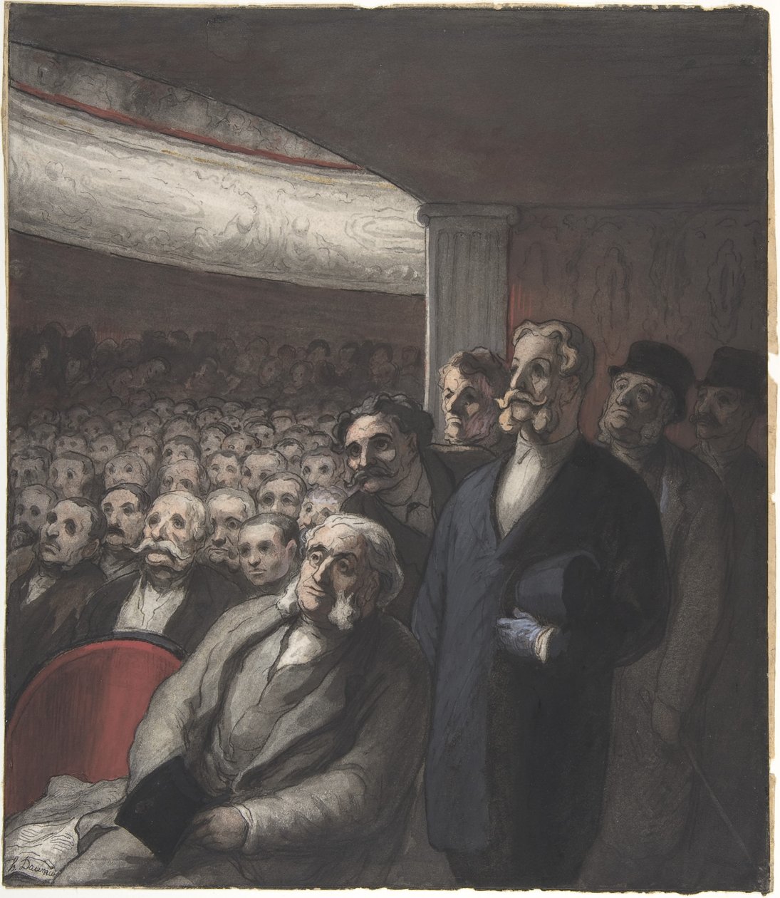 En teaterpublik av Honoré Daumier