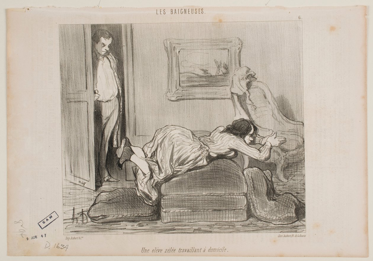 En flitig student arbetar hemifrån av Honoré Daumier