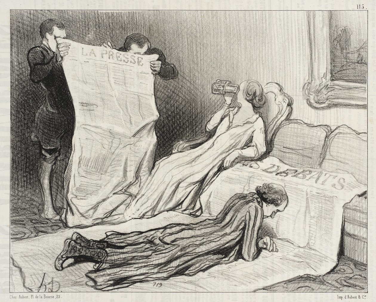 Prenumeranter som får sin tidning... av Honoré Daumier