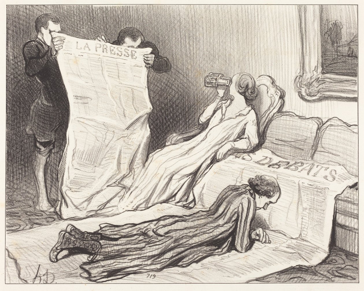 Prenumeranter som får sin tidning... av Honoré Daumier