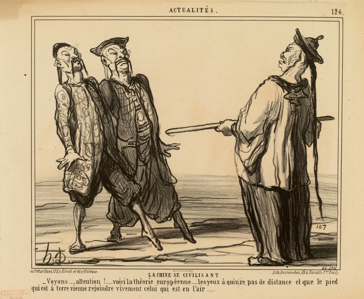 Aktualiteter nr 124: Kina civiliserar sig. - Låt oss se..., försiktigt! ... här kommer den europeiska teorin... av Honoré Daumier