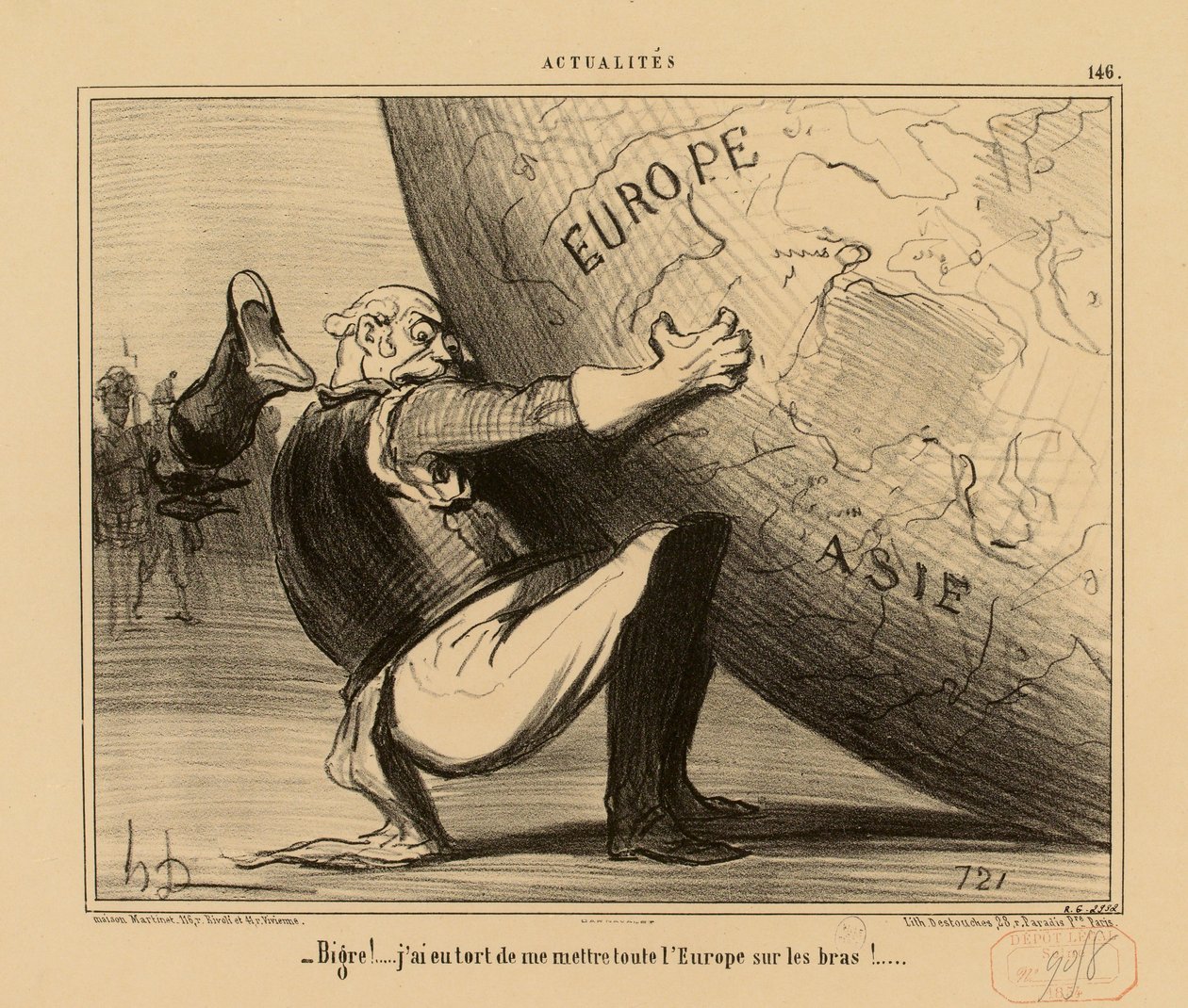 Nyheter nr 146: – Jösses! … Det var dumt av mig att dra hela Europa på mig! … av Honoré Daumier