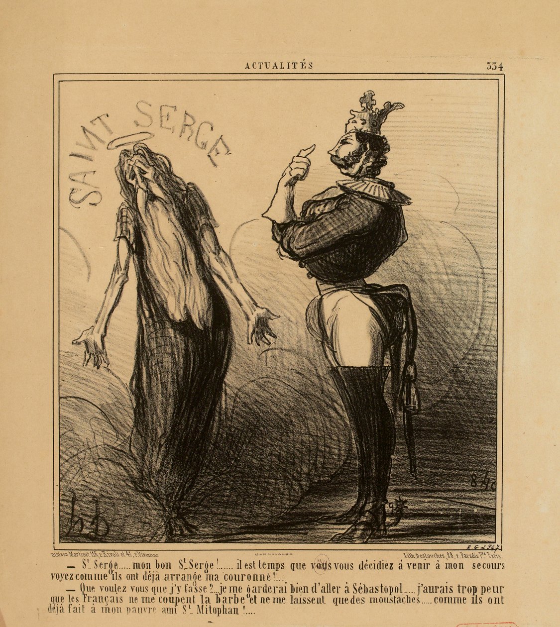 Aktualiteter nr 334: - Sankt Serge ... min gode Sankt Serge! ... det är dags att ni bestämmer er... av Honoré Daumier