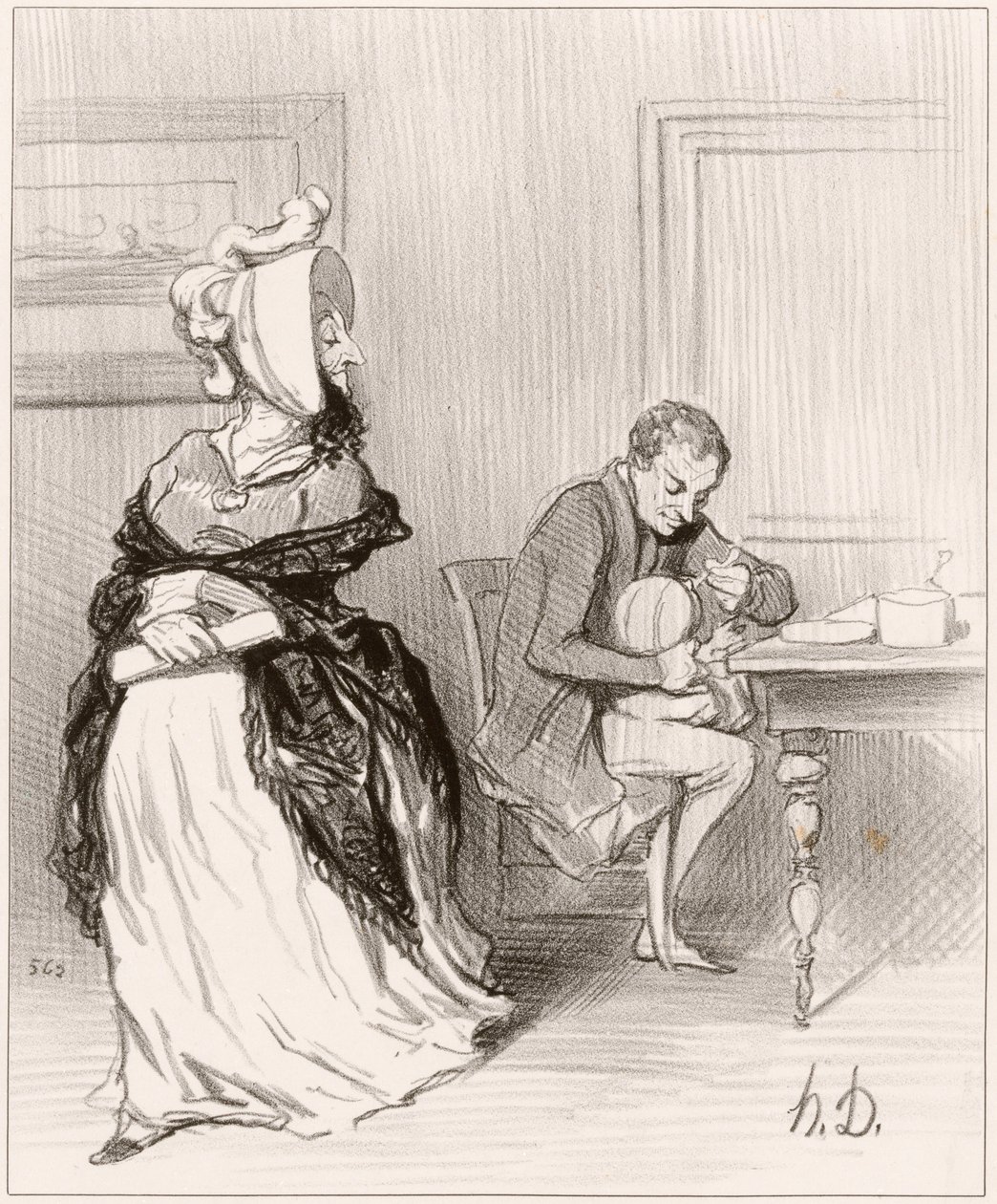 Farväl, min kära, jag ska till mina förläggare... av Honoré Daumier