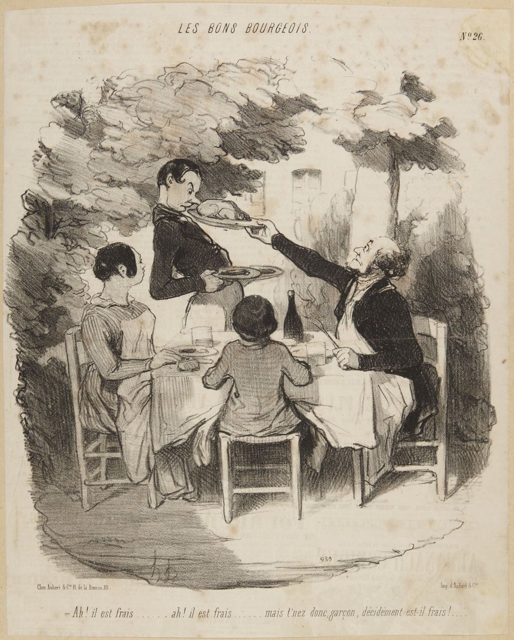 Ah! Han är fräck..., nummer 26 ur serien ”De goda borgarna” från Le Charivari av Honoré Daumier