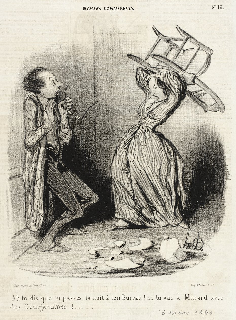 Åh, du säger att du tillbringar natten på ditt kontor!... av Honoré Daumier