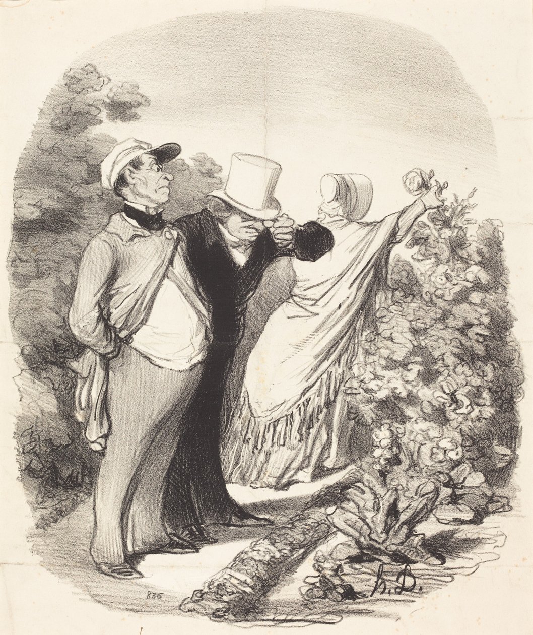 Jaså!... nu plockar hon en ros åt mig... av Honoré Daumier