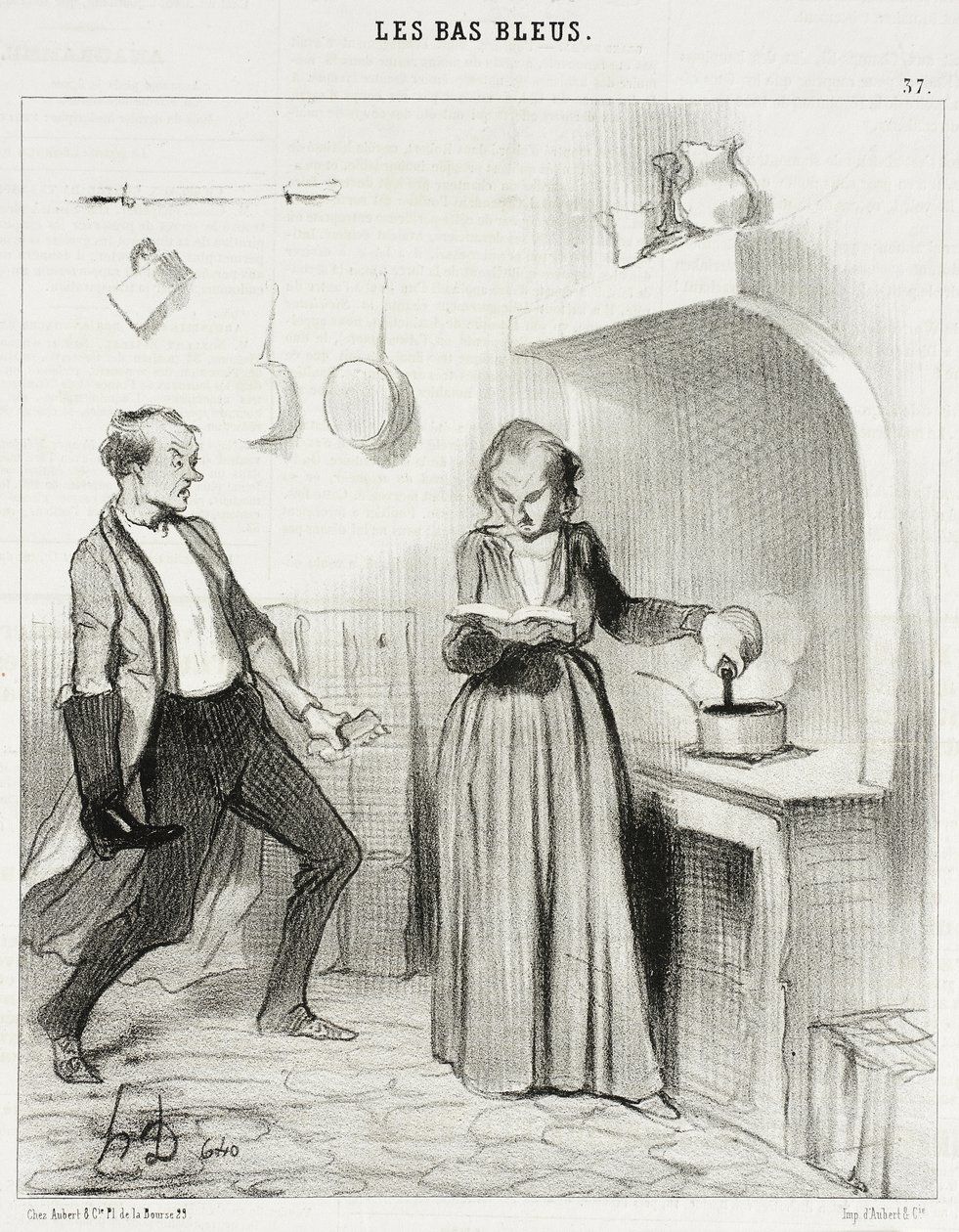 Nå, nå!... där är hon och... hon häller skokräm i min choklad!... av Honoré Daumier