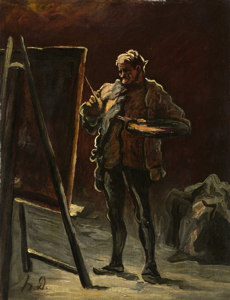 An Artist, c.1870–-75 (olja på duk, monterad på panel) av Honoré Daumier