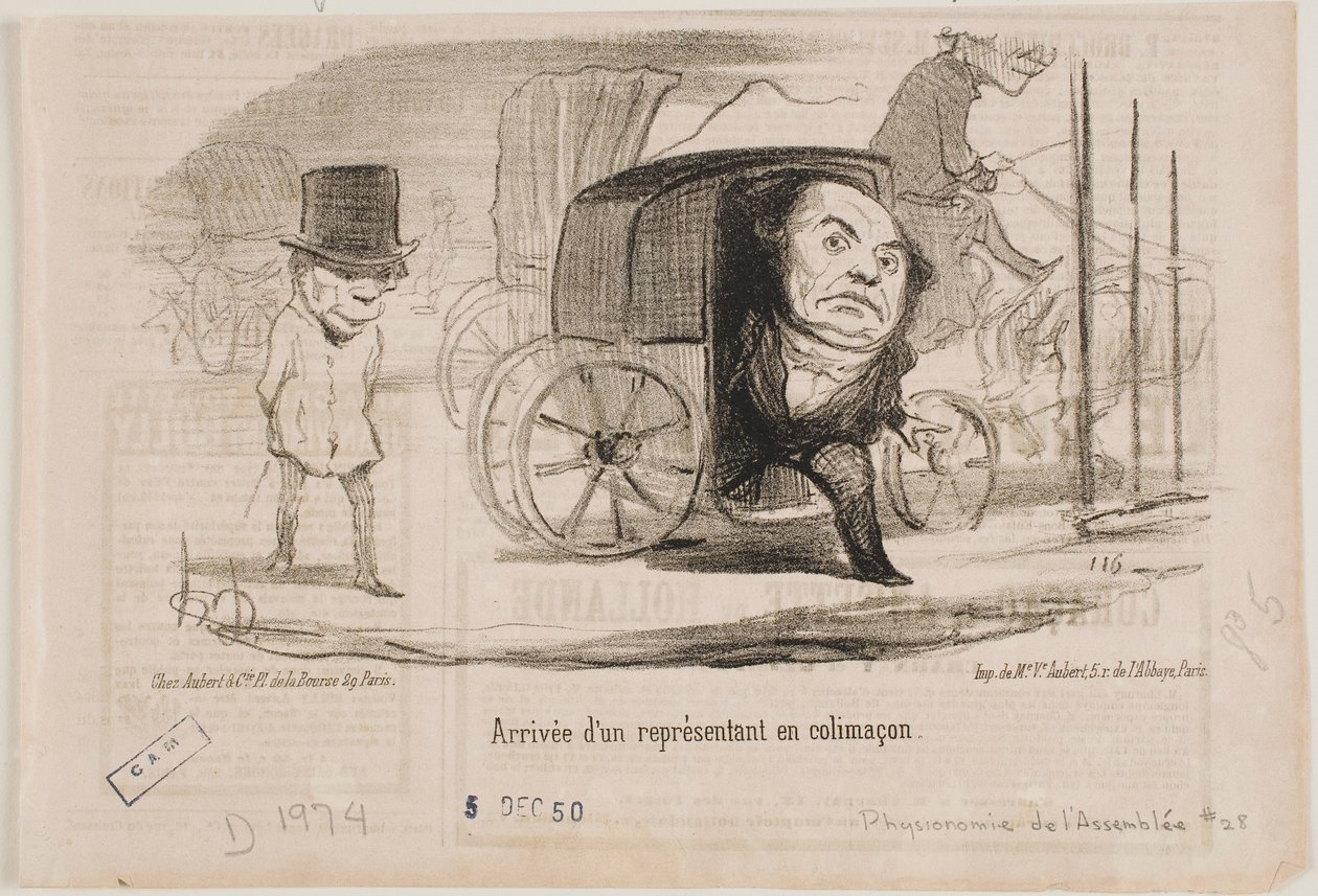 En deputerads ankomst i en vagn, kallad en snigel av Honoré Daumier