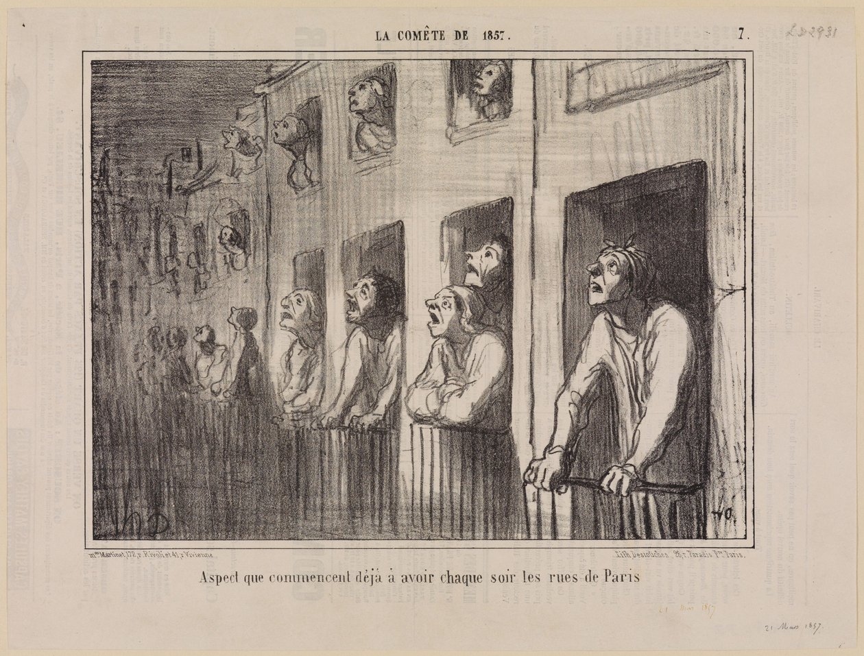 Det utseende som Paris gator redan börjar få varje kväll (Kometen från 1857, blad 7) av Honoré Daumier
