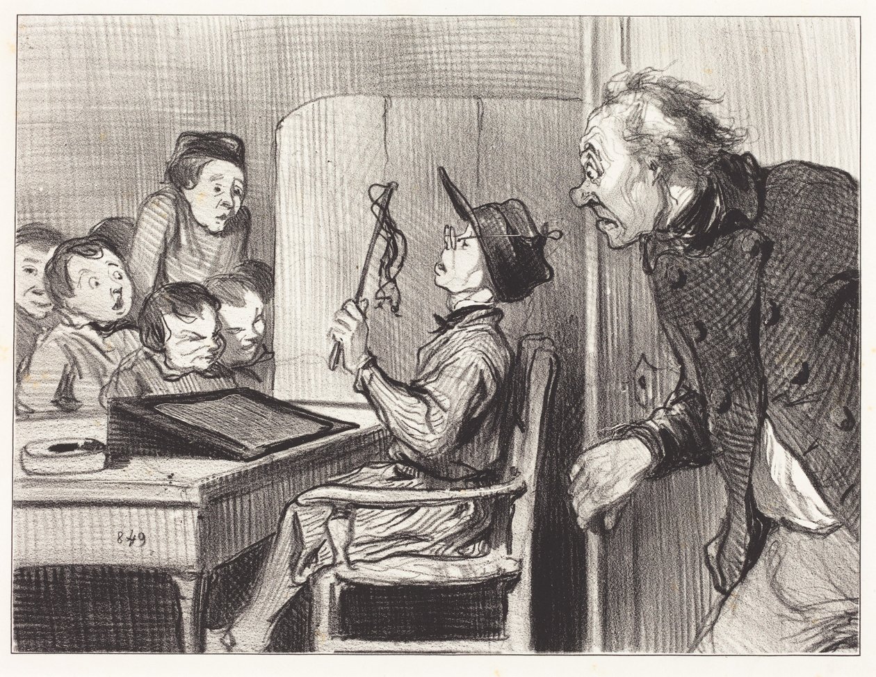 Vänta... jag ska ge dig... av skolmästaren av Honoré Daumier