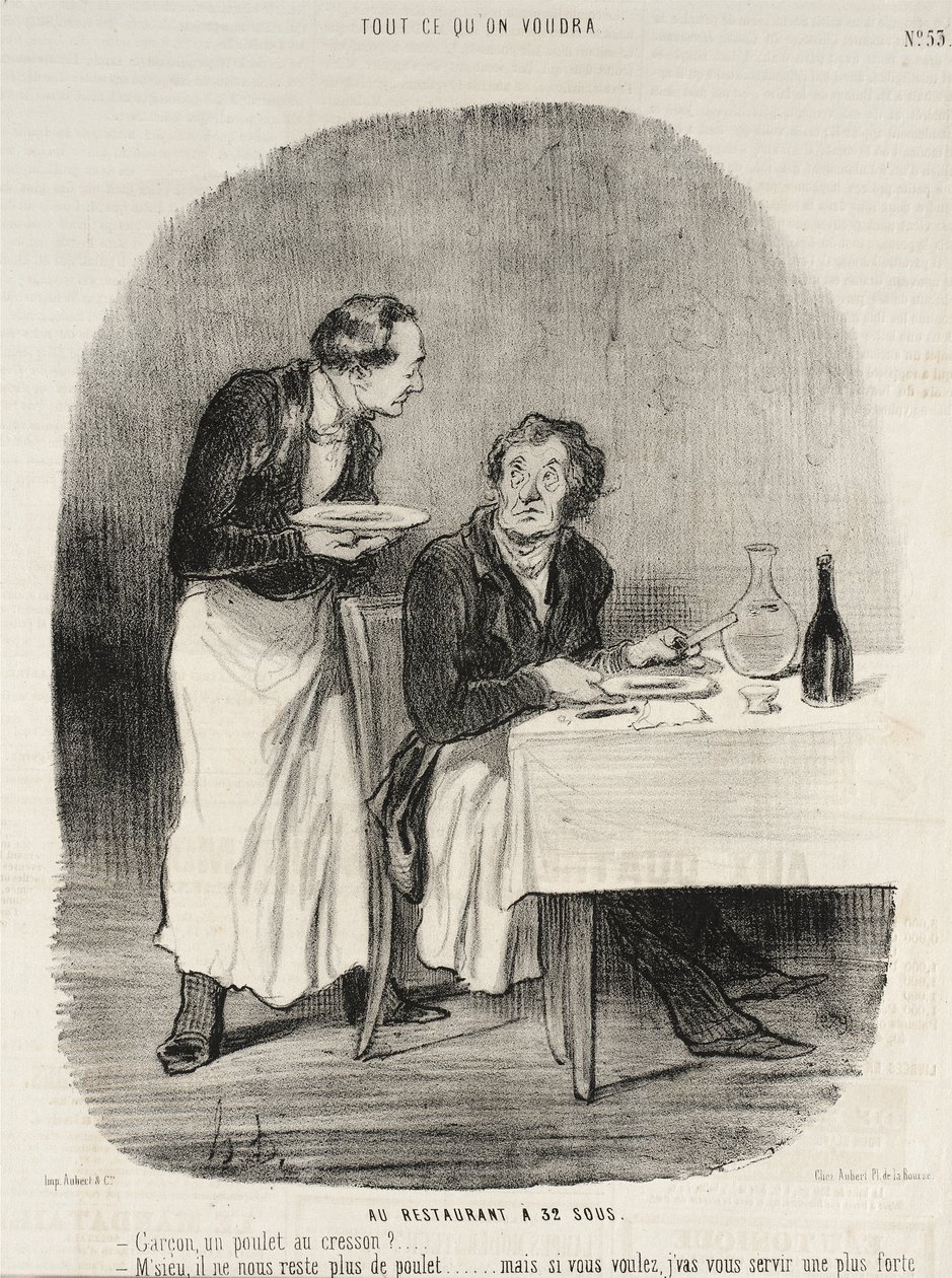 På restaurangen för 32 sous av Honoré Daumier