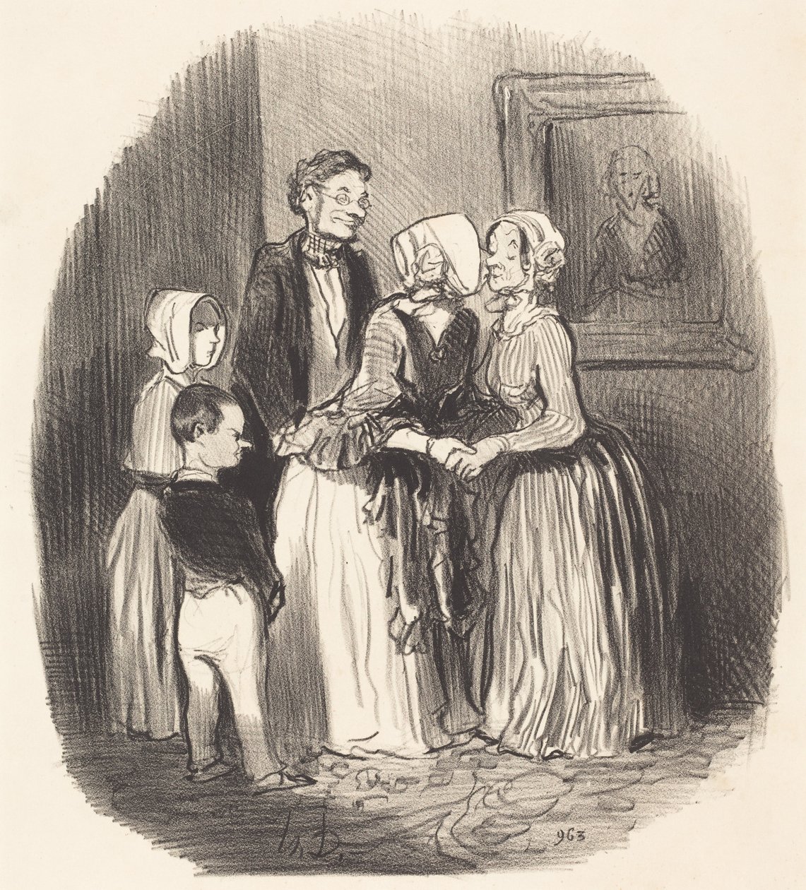 Vid nyår, besök... faster Rabourdin av Honoré Daumier